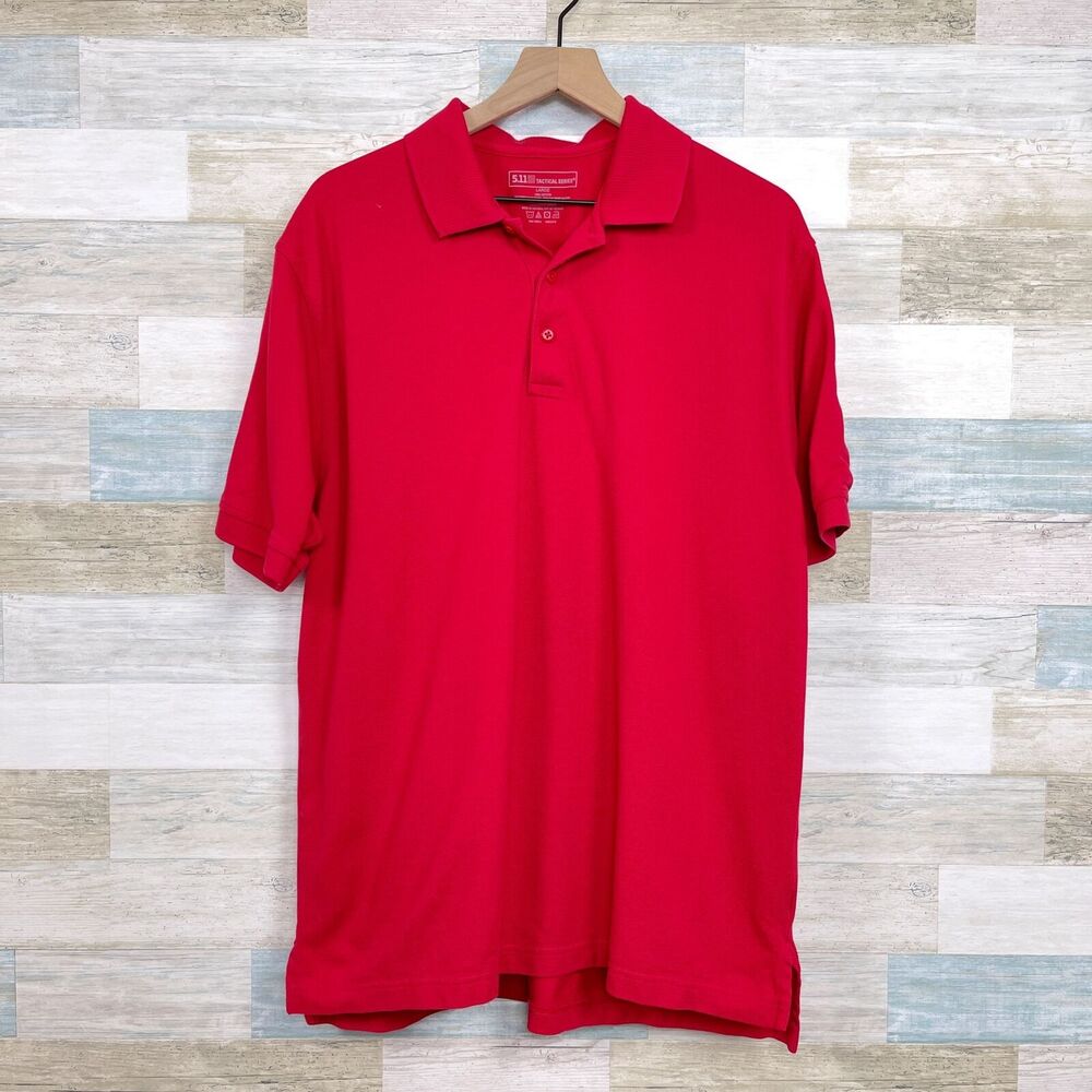 5.11 Tactical Professional Short Sleeve Polo Shirt Red Pique Cotton Mens Large